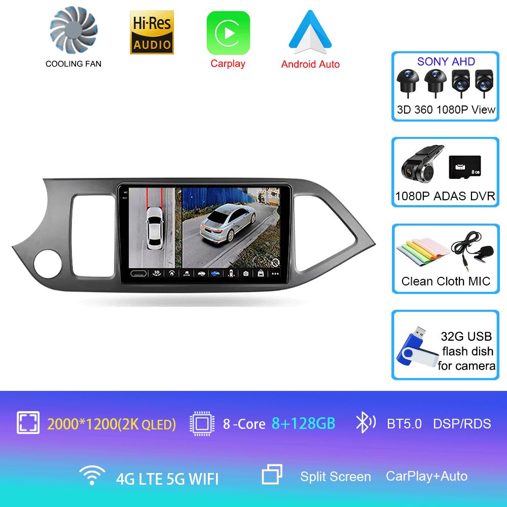 Android 14 Car Radio For Kia Morning 2 Picanto 2011 - 2017 Multimedia Video Player Navigation Stereo GPS No 2din 2 Din Dvd