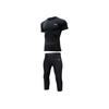 Elastic Slim Fit Training Sweat-Wicking Breathable Basketball Running Professional Training Crew Neck Fitness Set Men Sets Black YUDU052-1
