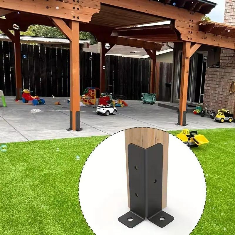 2pcs Right Angle Corner Bracket Post Base for Wood Beams Elevated Stand Wooden Fence Railing Pavilion Accessories