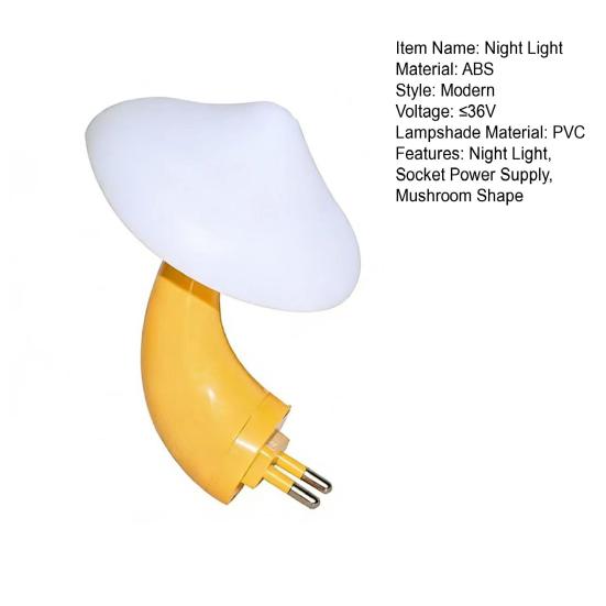 Night Light Mushroom Shape Plug-in Wall Decor Lamp with Warm LED Night Light for Kids Room Bedroom Bathroom