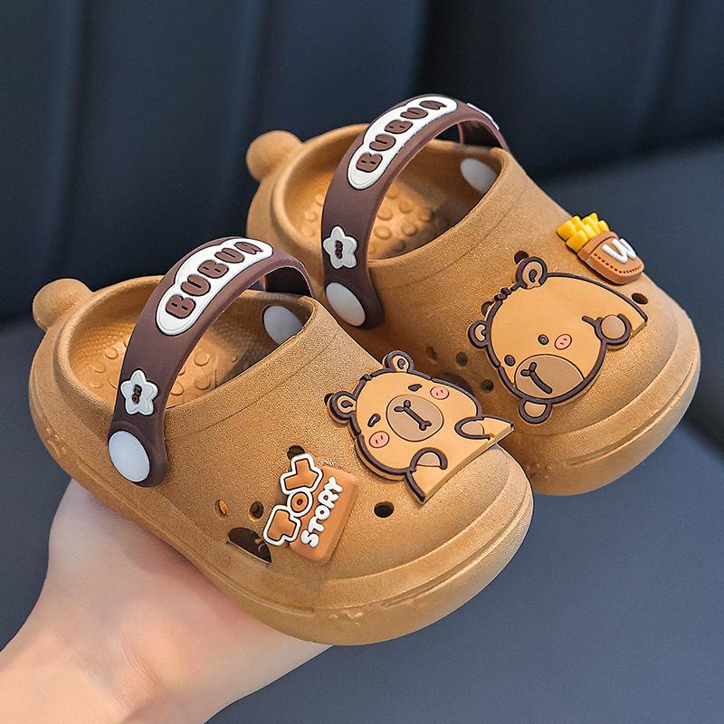 Cartoon Shoes - Girls Waterproof Soft-soled Boys Slippers 18-19 кофейный