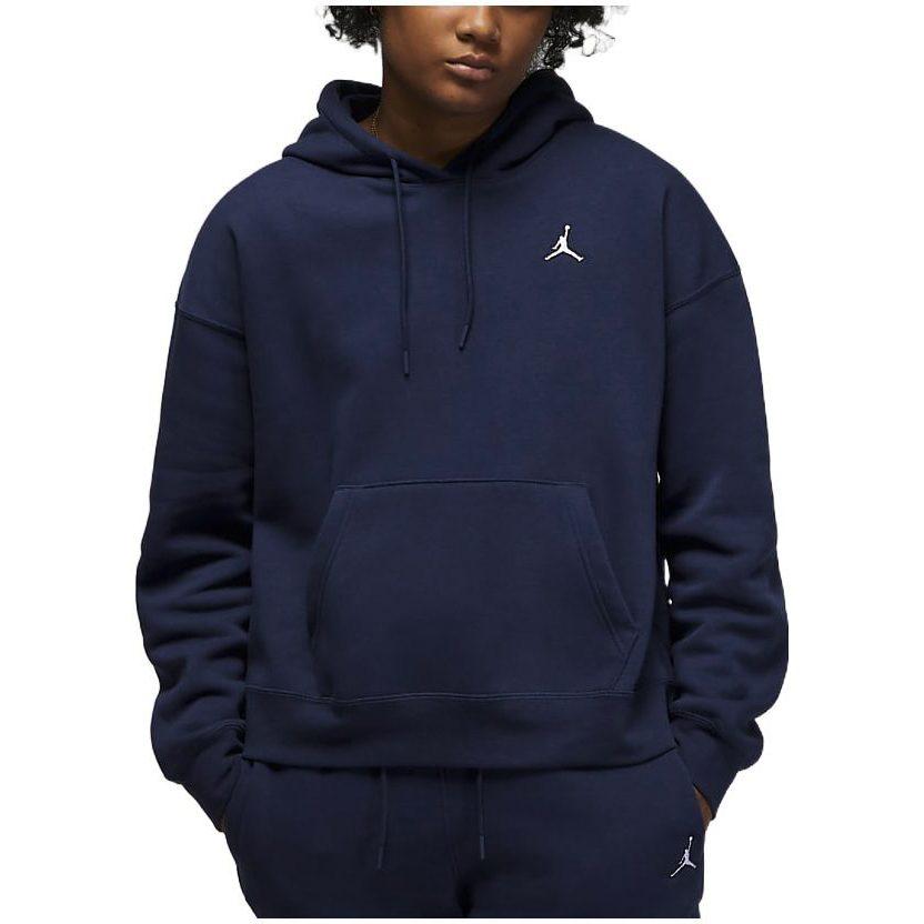 Jordan Brooklyn Thickened And Fleece Lined Knitted Fabric Pullover Hooded Sweatshirt Women's Blue DQ4459-410