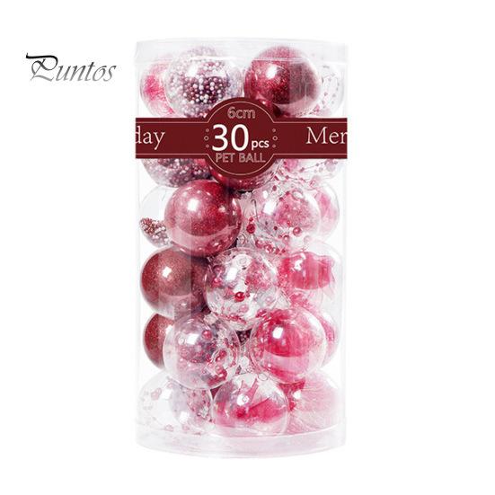30Pcs Plastic Christmas Balls Hanging Ornament 6cm Colored Electroplated Ball Holiday Party Scene Layout DIY Decorative Accessories Christmas