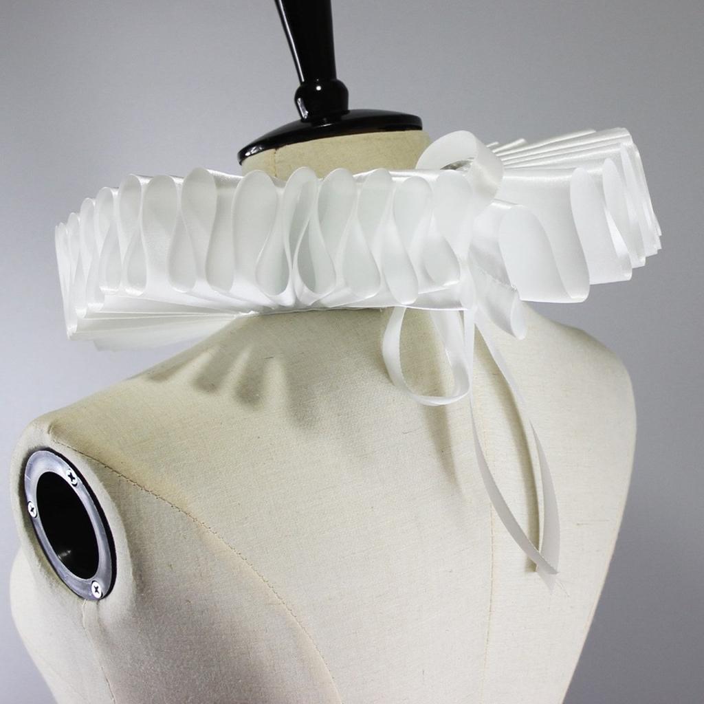 Renaissance Neck Ruff Elizabethan Silky Ruffle Fake Collar Vintage Clown Choker Shawl Detachable Collars Cosplay Costume