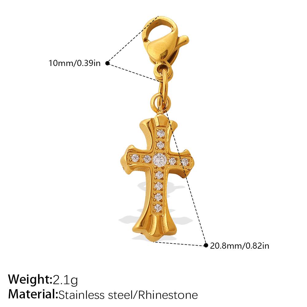 Personalized Retro Style Engraved Three-Dimensional Cross Series Lobster Buckle Pendant Stainless Steel Gold Diy Accessories