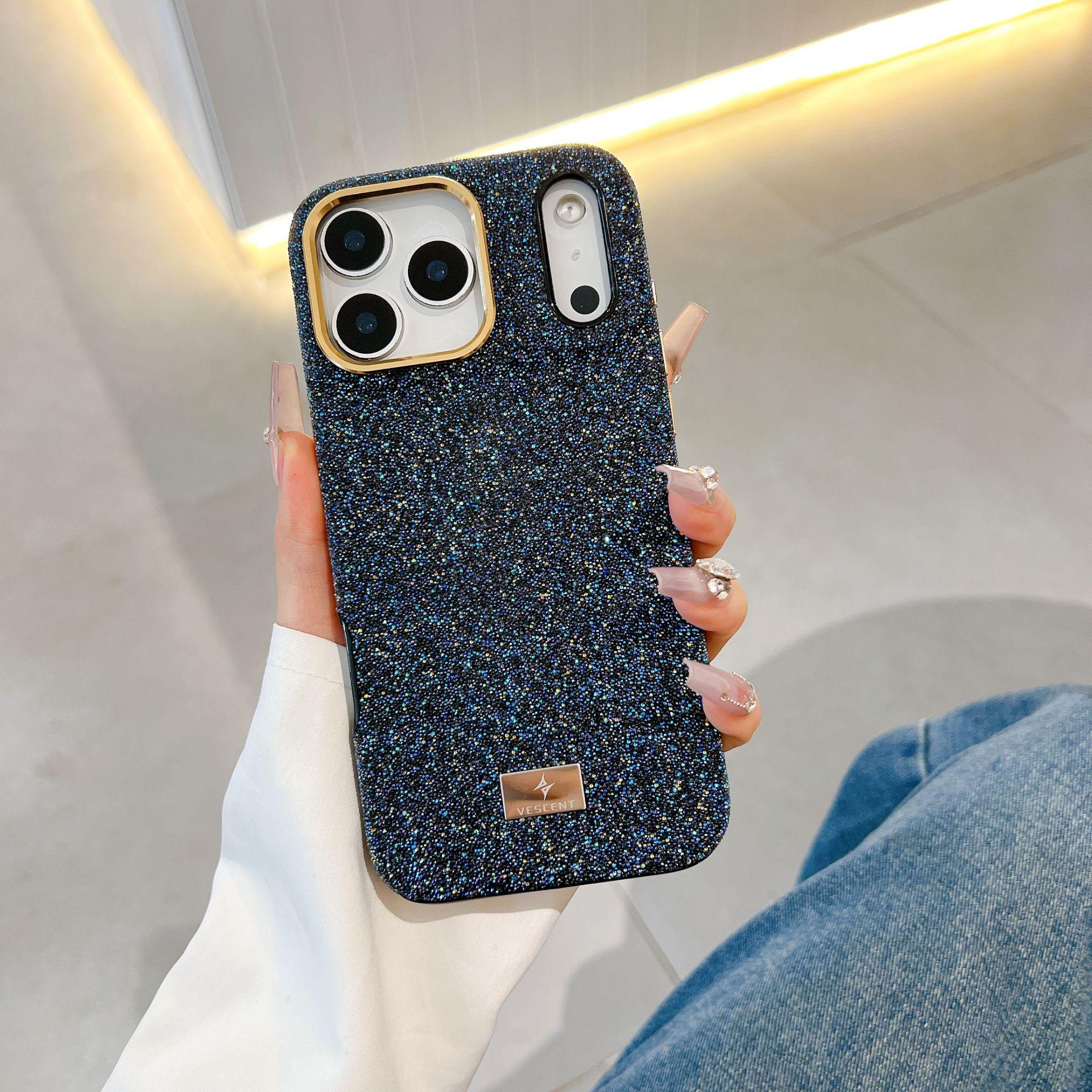 

Розкішний чохол для телефону зі стразами для Apple 17 Pro Max - Блискучий діамант та м яке покриття IP 17 Pro синій