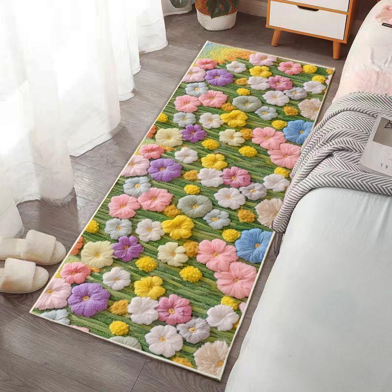 

Ковер у кровати, спальня, утолщенный, противоскользящий, устойчивый к грязи, простой в уходе, прямоугольный ковер для домашнего использования 50x120cm