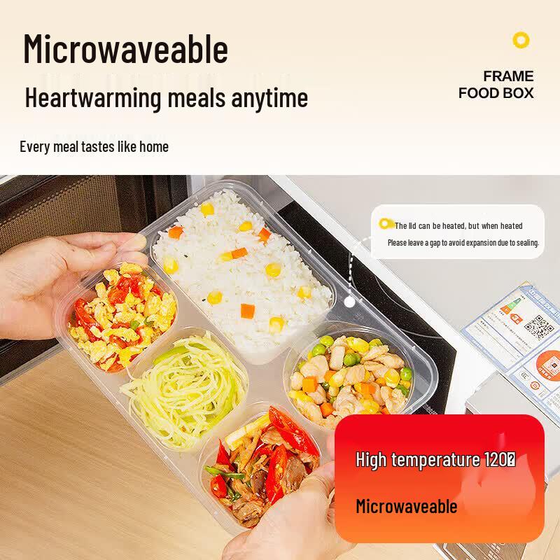 Temeiju Disposable 5-Compartment Meal Prep Containers