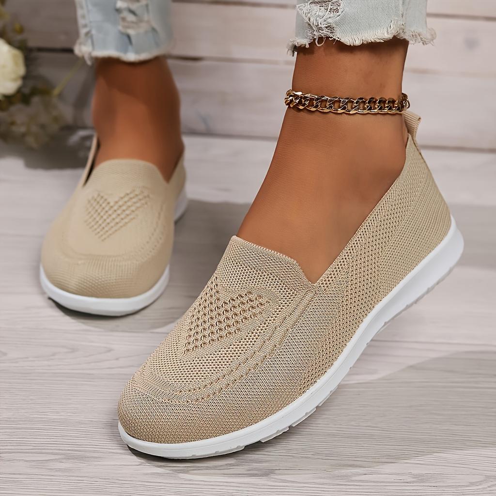Breathable Slip-On Flat Casual Shoes ,Knitted Sports Sneakers, Women Shoes