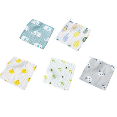 5pcs Baby Washcloths Cartoon Animal 6 Layers Cotton Baby Wash Cloths Face Towel Bib Handkerchief for Newborn Boys Girls