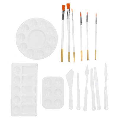 Oil Painting Tray Set 3 Paint Tray Knives Brushes Set for Acrylic Watercolor Painting