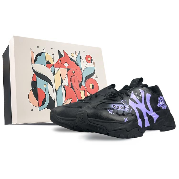 MLB Big Ball Chunky Abrasion Resistant Height Increasing Abrasion Resistant Height Increasing Low top Chunky Sneakers 3ASHC101N-50BKL(Team40SBOX)