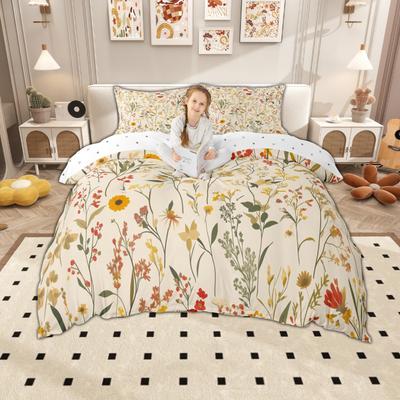 Homewish Frühling Blumen Bettbezug Set Für Mädchen Schickes Blumen Bettwäsche Set Botanische Blüten Deckenbezug Set