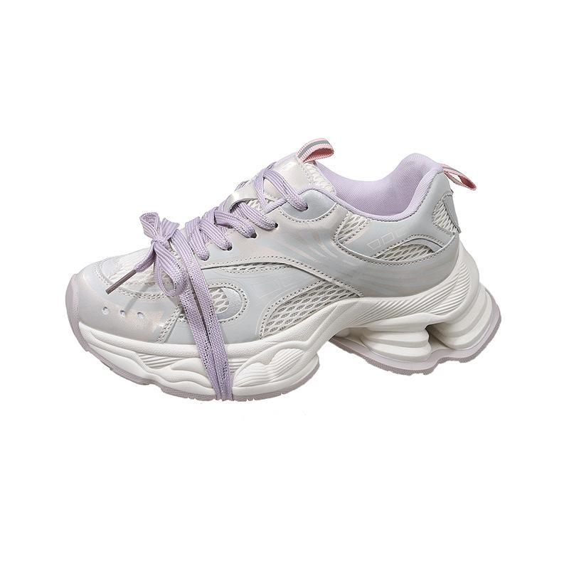 

Lin Yun platform dad shoes women s new mesh breathable versatile silver sneakers 35 фиолетовый