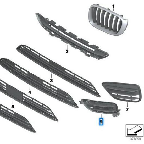 BMW X3 F25 Front Bumper Wind Nets & Fog Light Bezels (Left & Right)