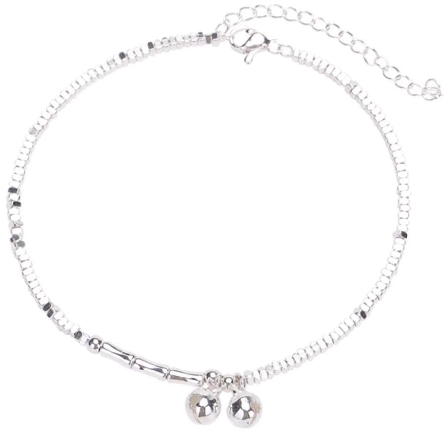 Summer Women's Trendy Light Luxury Minimalist Advanced Beaded Ankle Bracelet with Bells Foot Jewelry Anklet