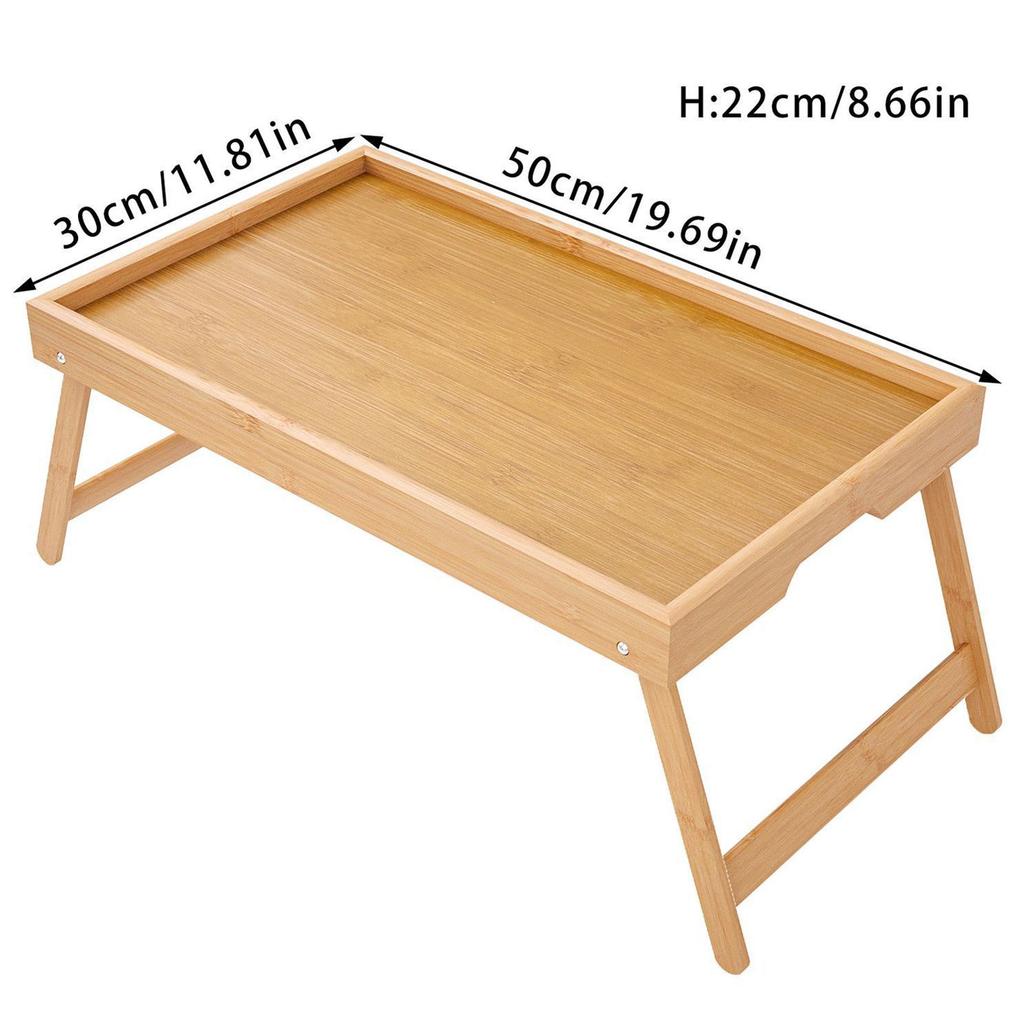 Tragbares multifunktionales Bambus-Serviertablett mit klappbaren Beinen Frühstück im Bett Tablett für Sofa Servieren Essen Arbeiten Lesen