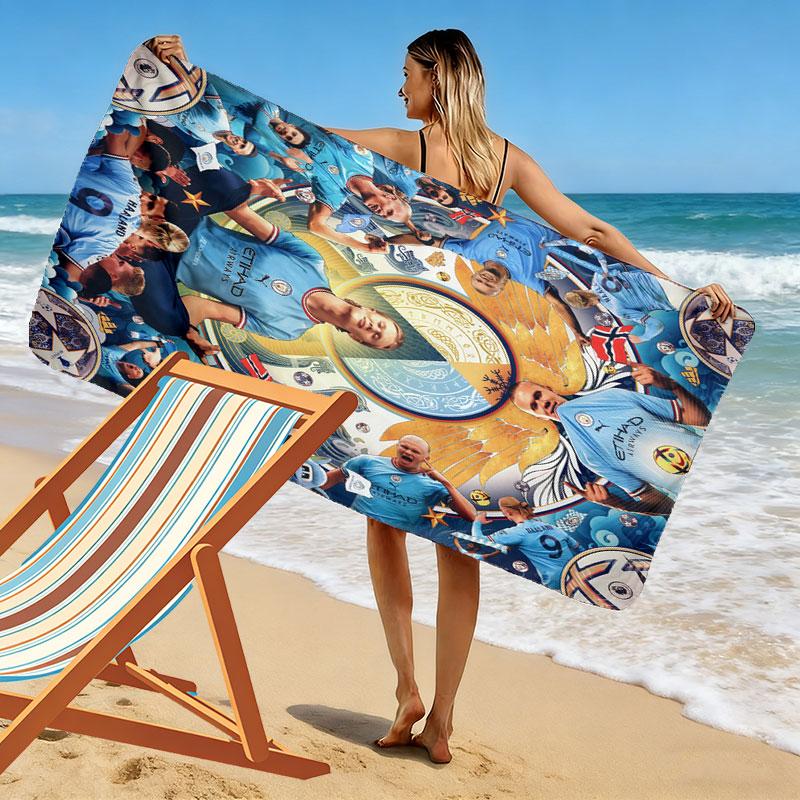 Haaland Apex Druck Strandtuch, Großes Weiches Schnelltrocknendes Handtuch für Strand Camping Schwimmen
