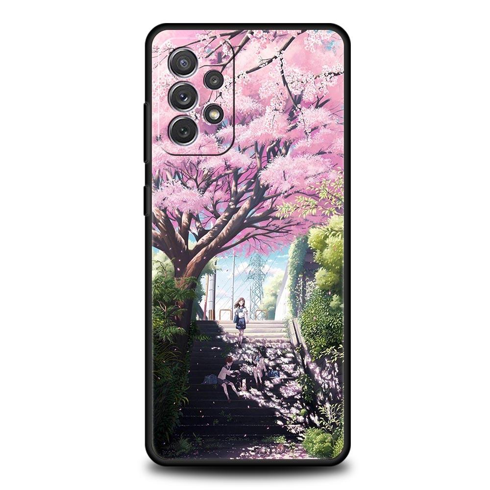 Cherry Blossoms Traint Moun Fuji Case For Samsung A13 A51 A71 A41 A31 A21S A11 A01 A03S A12 A32 A52 A22 A23 A33 A53 A73 5G Cover