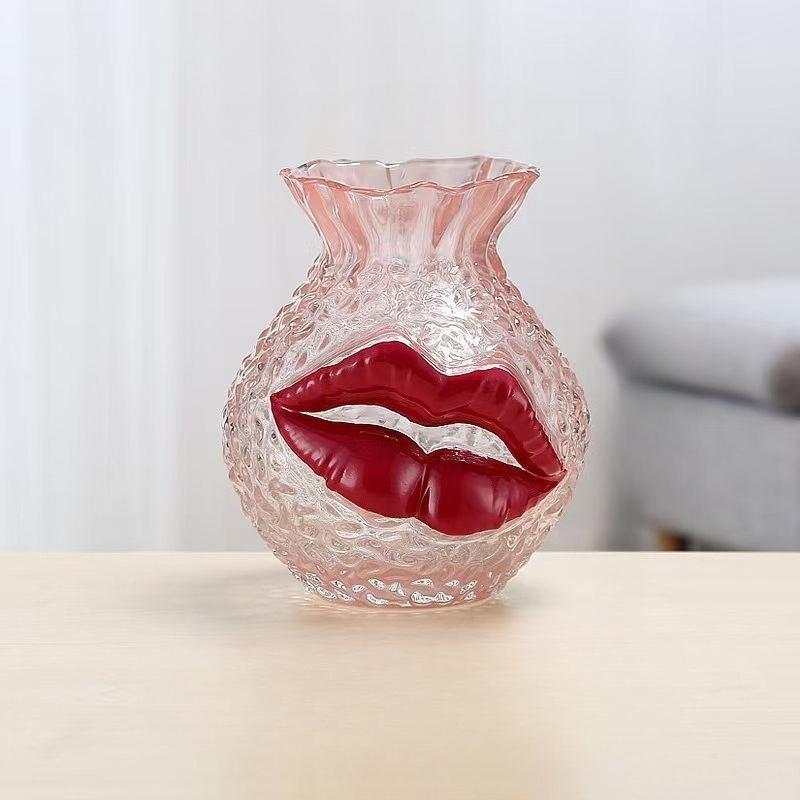 

Art Glass Vases Aesthetic Flower Vase Modern Wedding Centerpiece Flowers Bottle Interior Living Room Tabletop Luxury Accessories розовый