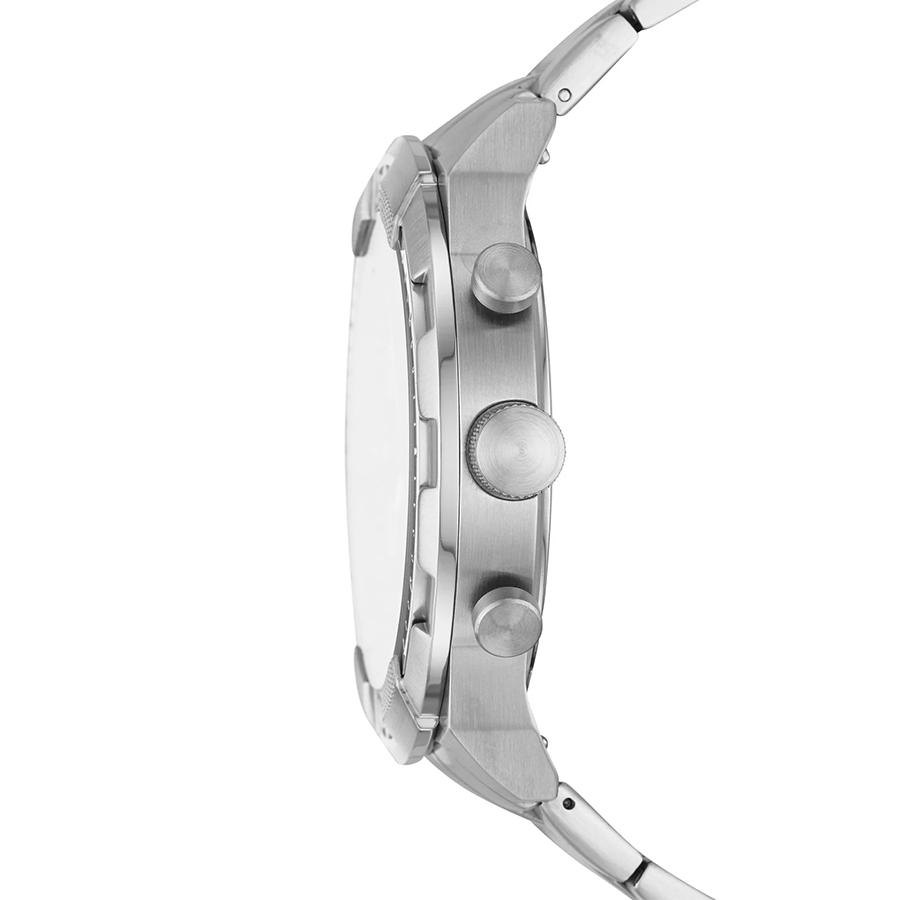 Fossil Bronson Chronograph Black Dial Silver Steel Strap Watch for Men FS5710