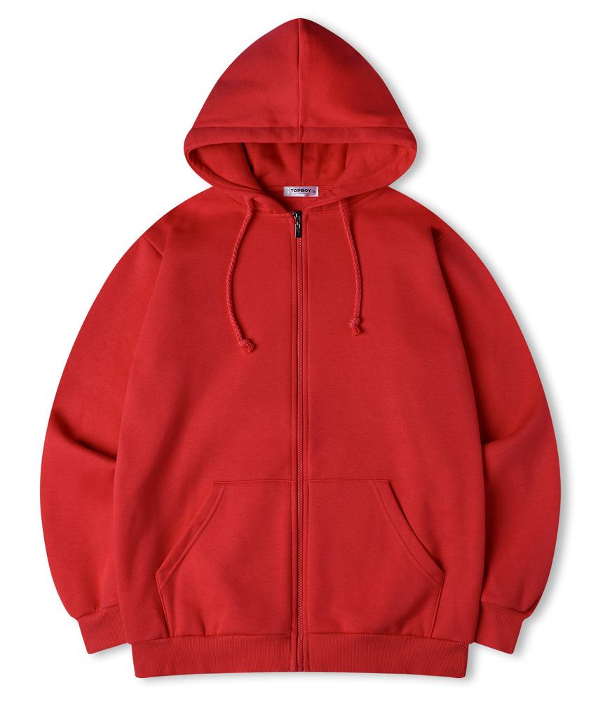 Topboy Essential Regular Fleece-Lined Zip-Up Red