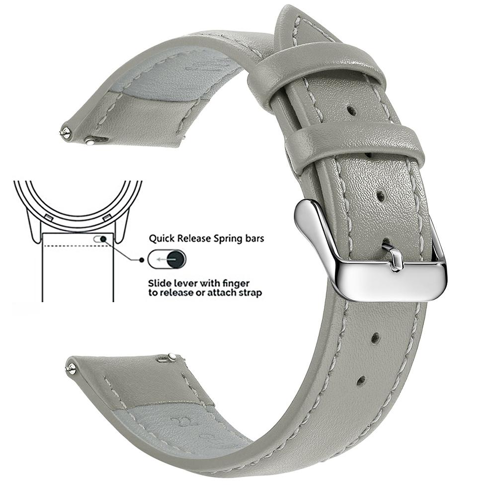 Echtes Lederarmband aus Narbenleder, Schnellverschluss 18mm/20mm/22mm Uhrenarmbänder, Passend für Samsung Galaxy Watch, Garmin Huawei Watch