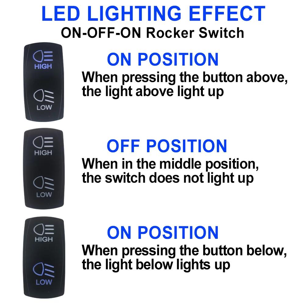 Senlo Headlights Rocker Switch 7 PIN ON-ON-OFF High Low Beam Rocker Switch with Wires for Fog Light for Car UTV Truck RV Trailer Battery Switches5