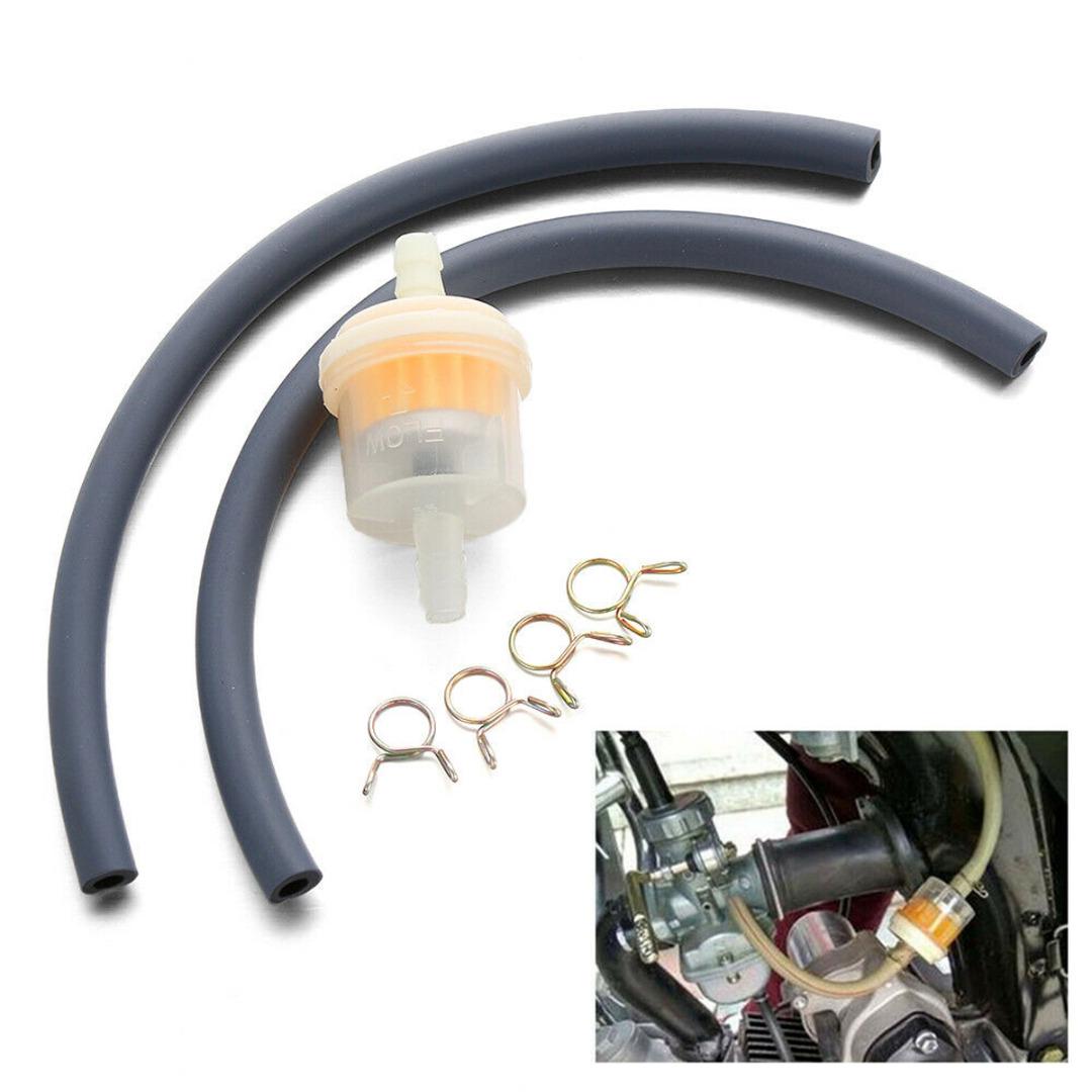 Kit Tuyau Essence 6mm + Filtres - Pour Moto Tondeuse - 2m Tuyau + 4 Filtres + 10 Colliers