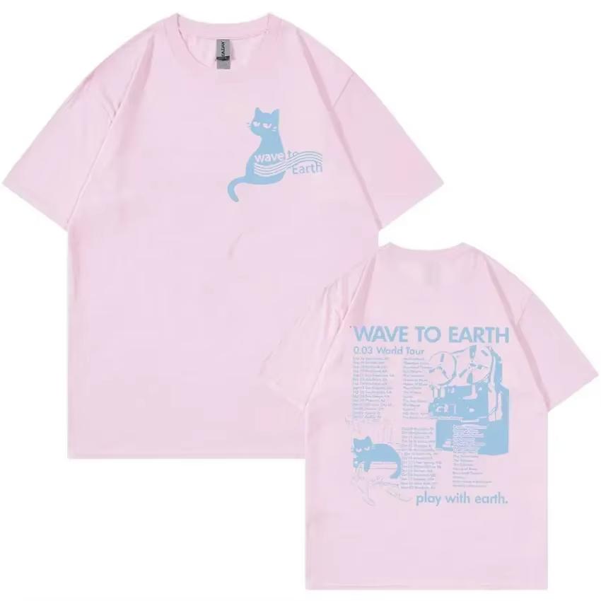 2025 Summer Wave To Earth Cat 003 2024 World Tour Album Print T Shirts Men Women Retro Fashion 100 Pure Cotton Printed Tshirt