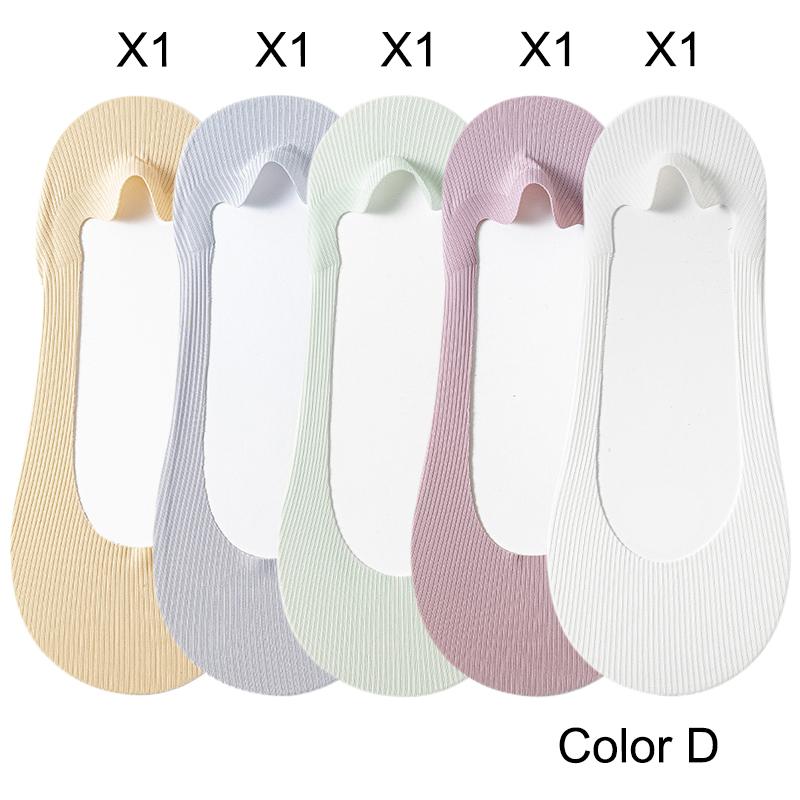 5 Pairs Women's Socks Summer New Ice Silk Breathable Slippers Socks Invisible Solid Color Seamless Non-slip Socks Ladies Comfort