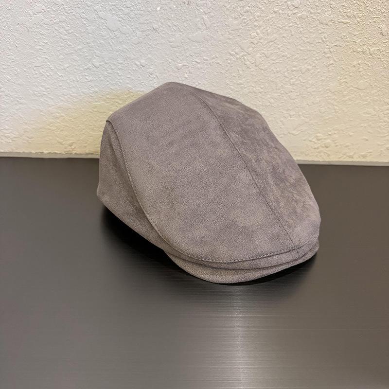 New Suede Visor Women'S Cap British Style Newsboy Cap Winter Hats For Women Men Vintage Simple Visor Hat Solid Color Painter Cap