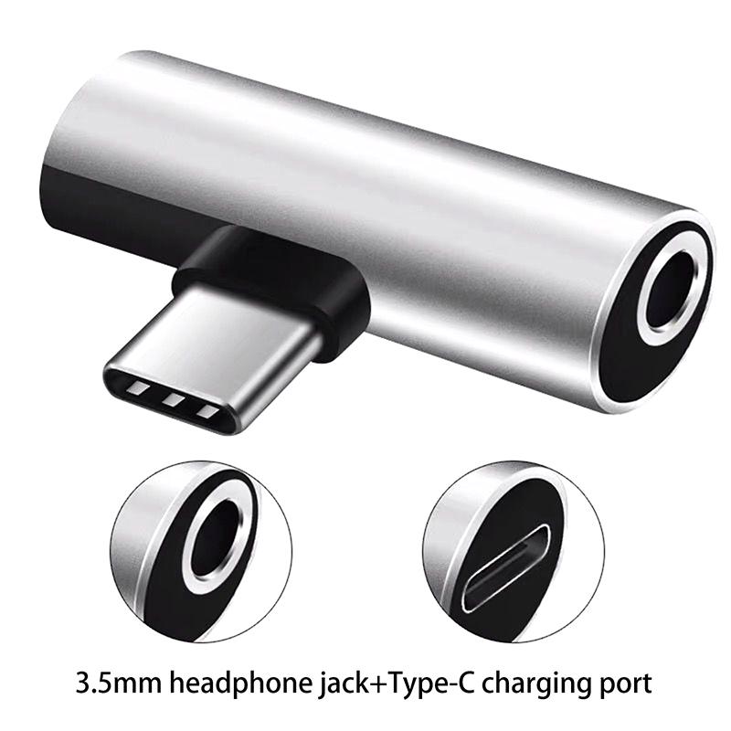 Usb Type-C To 3.5 Mm Headphone Metal Adapters Charging Splitter With Aux Audio Jack To Multiple Phone Models Charging/Music/Call