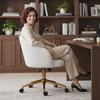 Office chair, ergonomic height-adjustable office armchair, swivel seat, steel base, cream