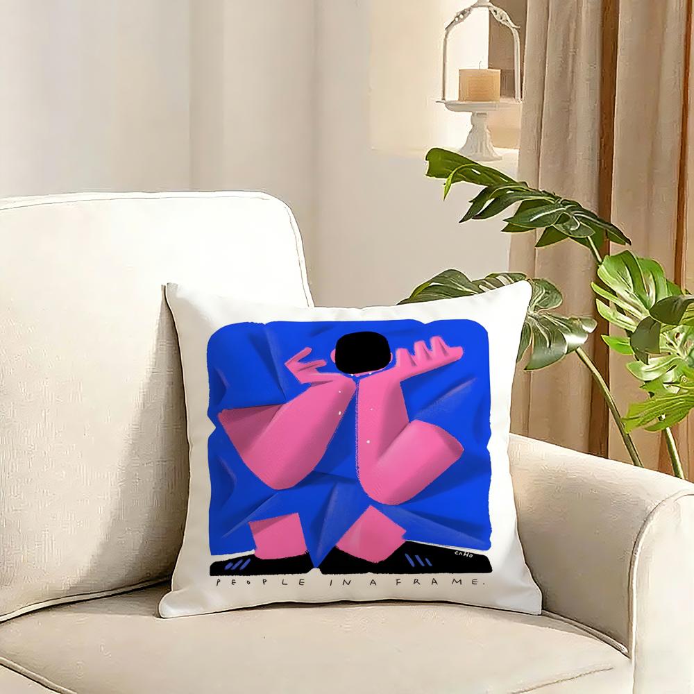 In a Frame Creative and Interesting Cushion Cover Reversible Plush Pillow Cover Soft Fluffy Home Decor for Sofa Bedroom