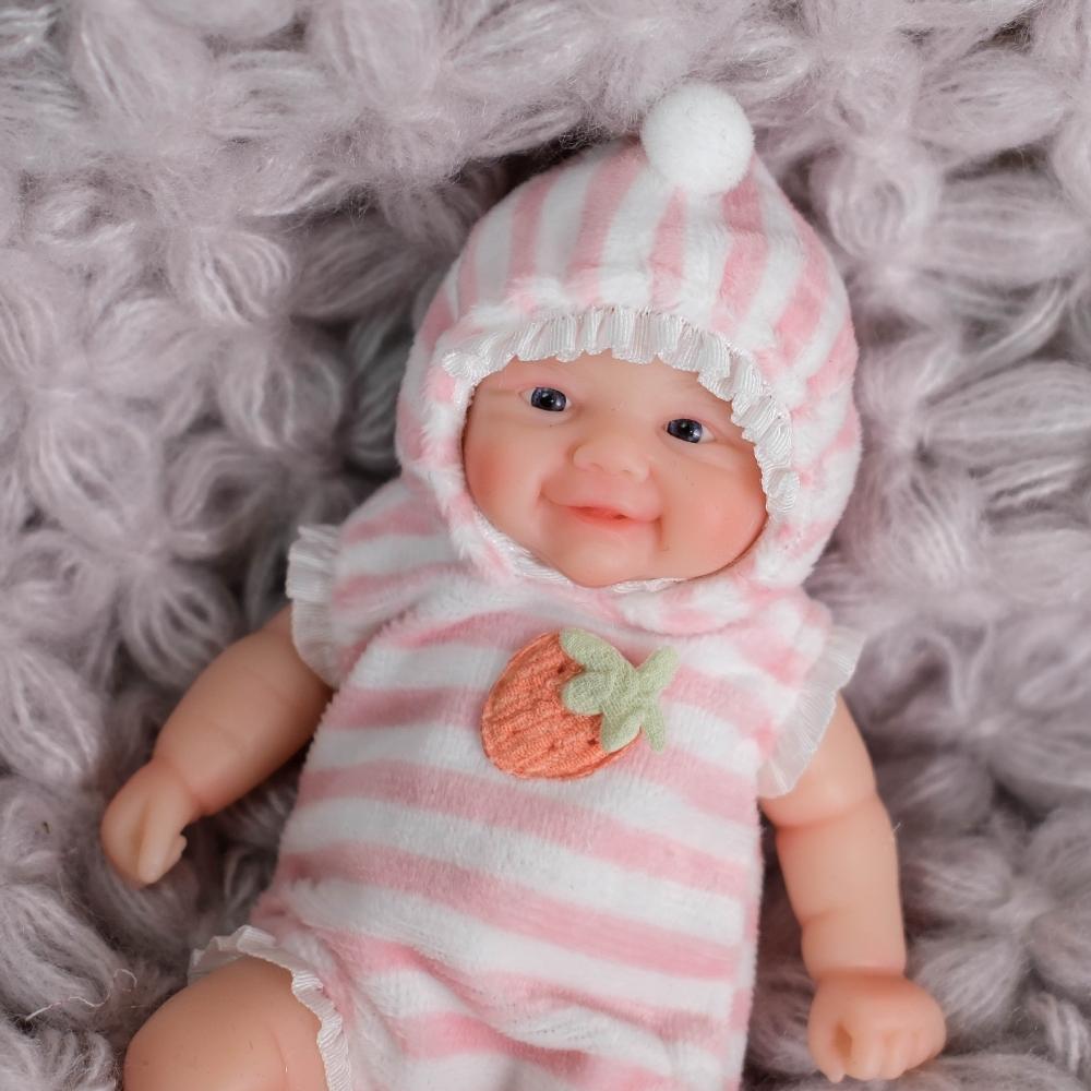 Lovely15cm Solid Silicone Rebirth Doll Vivienne Stretchable Soft Skin Newborn Doll Vivid Facial Expression Simulation Baby Dolls for Kids Xmas Present