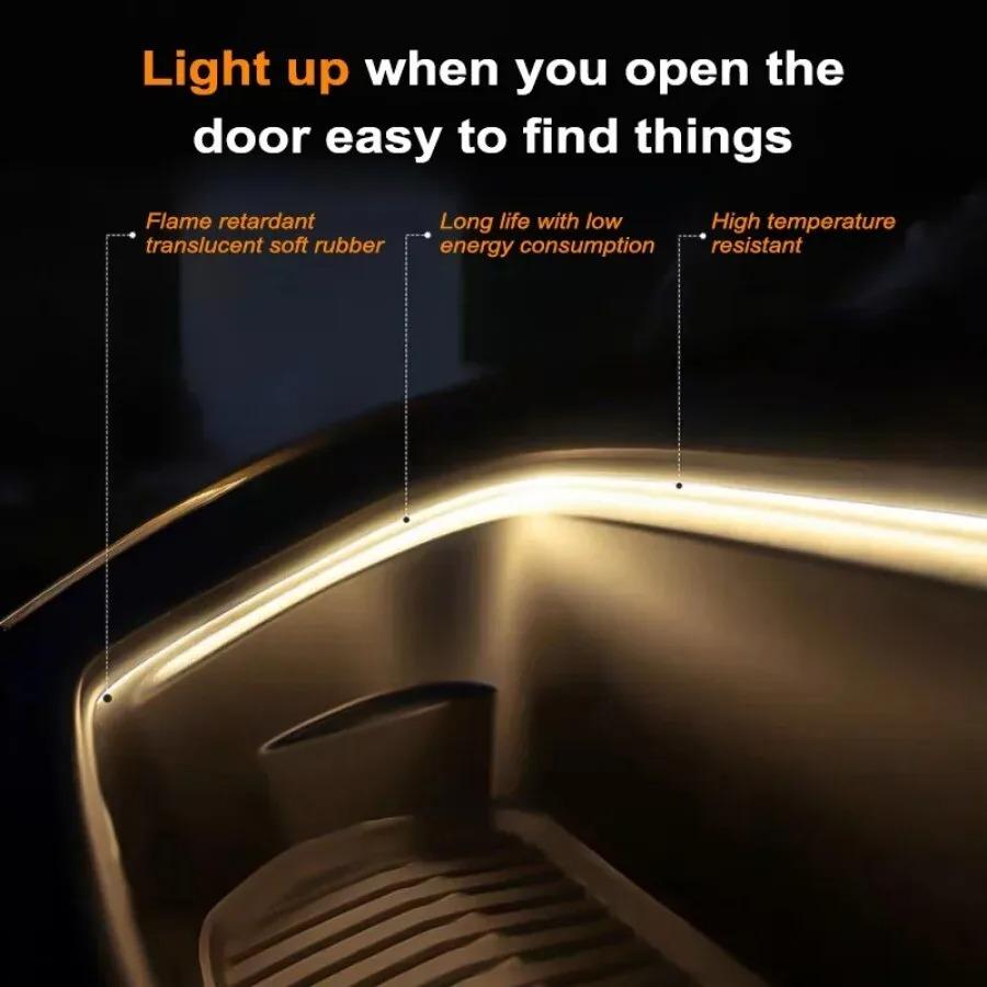 Car Trunk LED Light Strip 4m Waterproof Outdoor Picnic Lighting Ambient Lighting Easy Installation Battery-Free