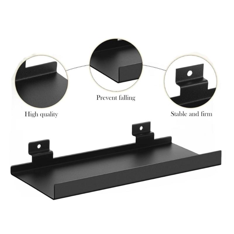 Sturdy Metal Slats Wall Shelves Portable Slats Wall Mounted Rack Shelves For Art Display And Office Organization