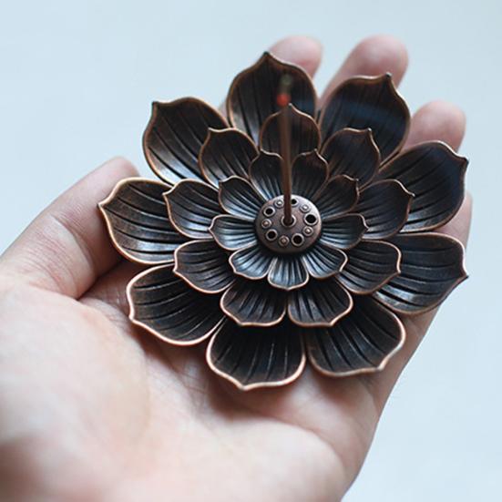 6 otvorů Lotus Fashion Bronz Kadidlnice Párty Domácí Talíř Kužel Kadidlo Dekorace Hořáky Držák Sedadlo Domů