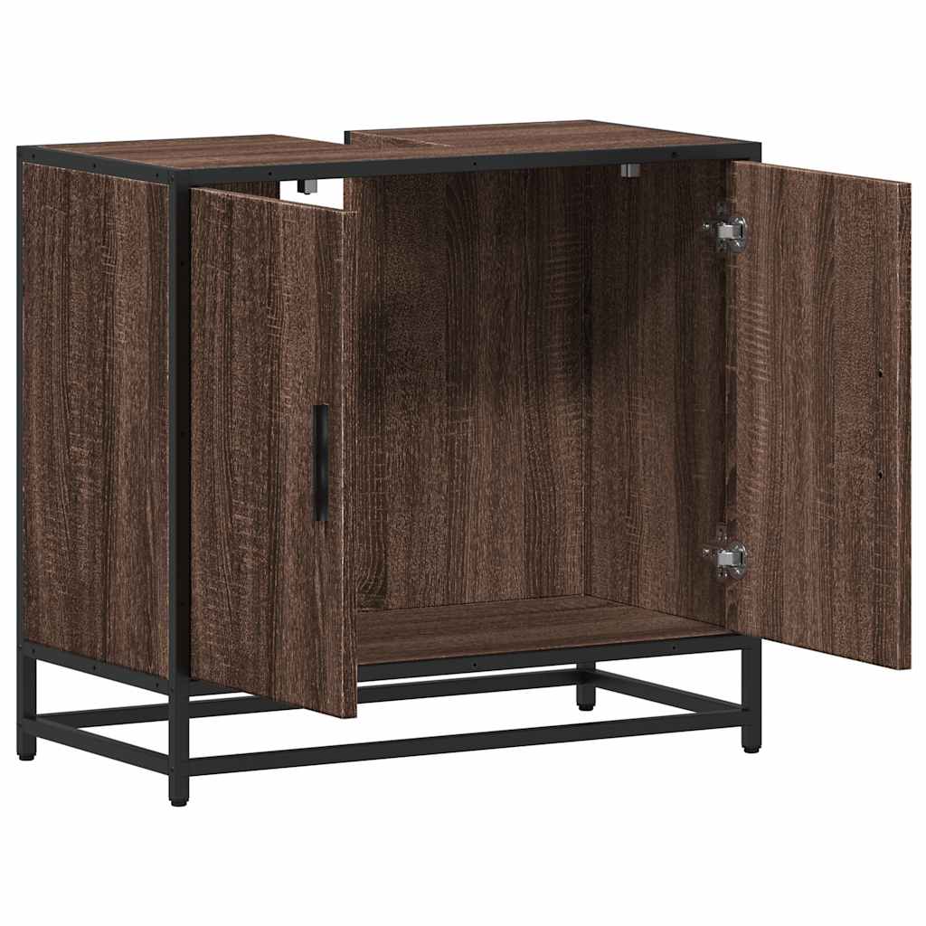 Bathroom Vanity Unit Brown Oak Effect 65 X 33 X 60 Cm