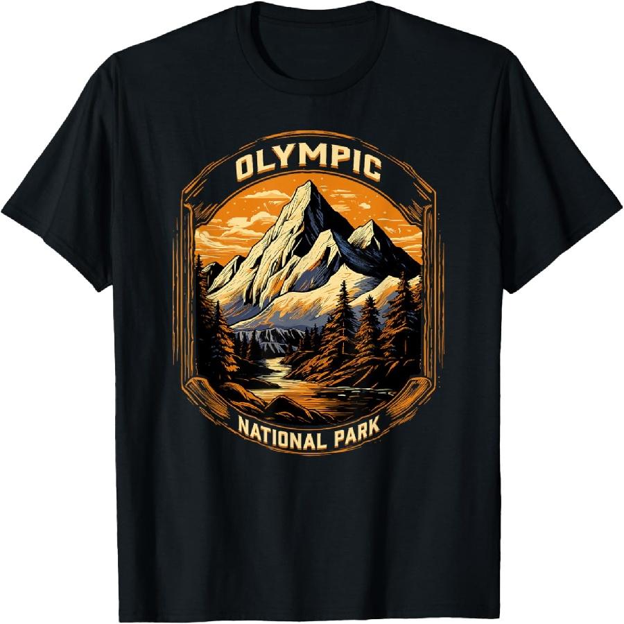 Футболка-сувенир для туристов «Горная река национального парка Олимпик» S