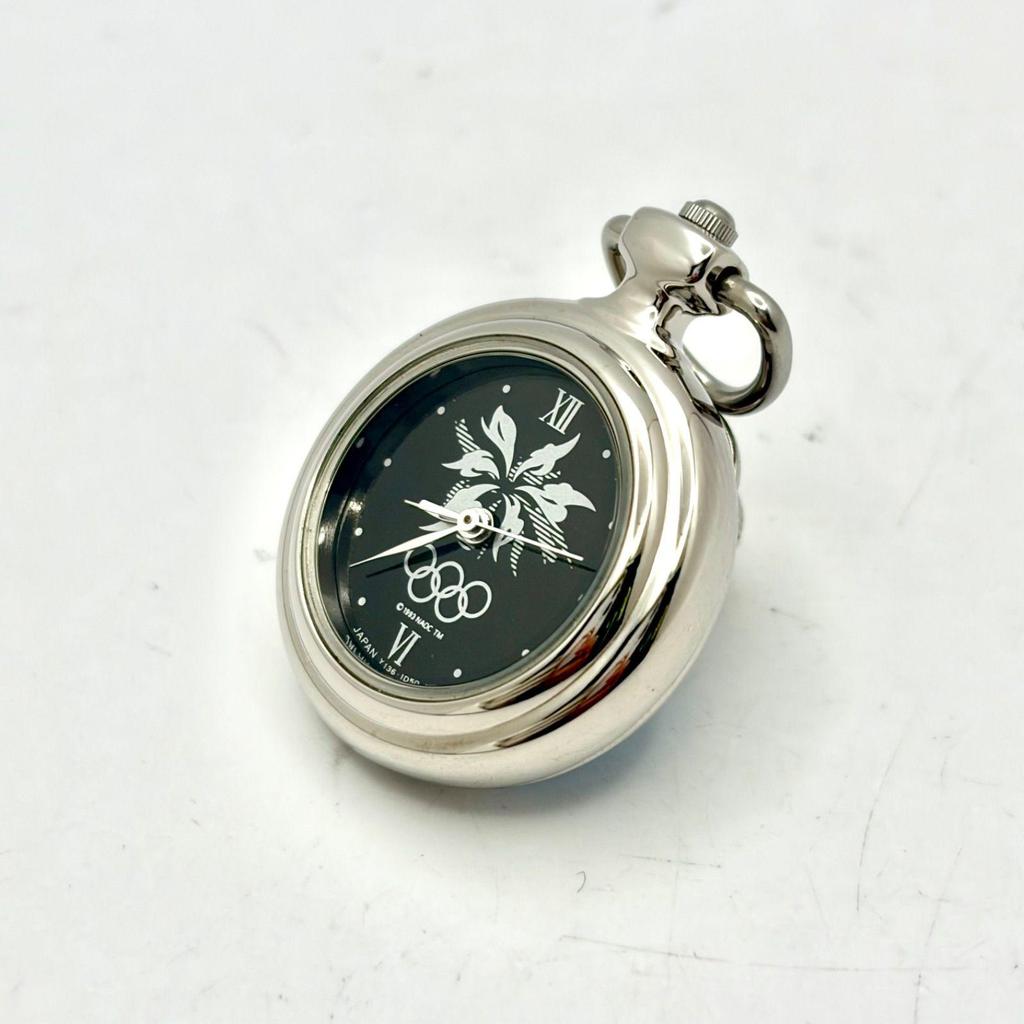 Used [Unused/New Battery] SEIKO Nagano Olympics Silver Watch Pin Badge Y136-6F50 702836