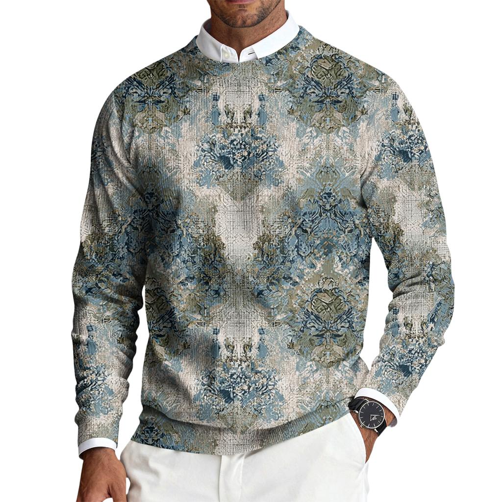 Herren Rundhals Langarm Rippstrick Pullover