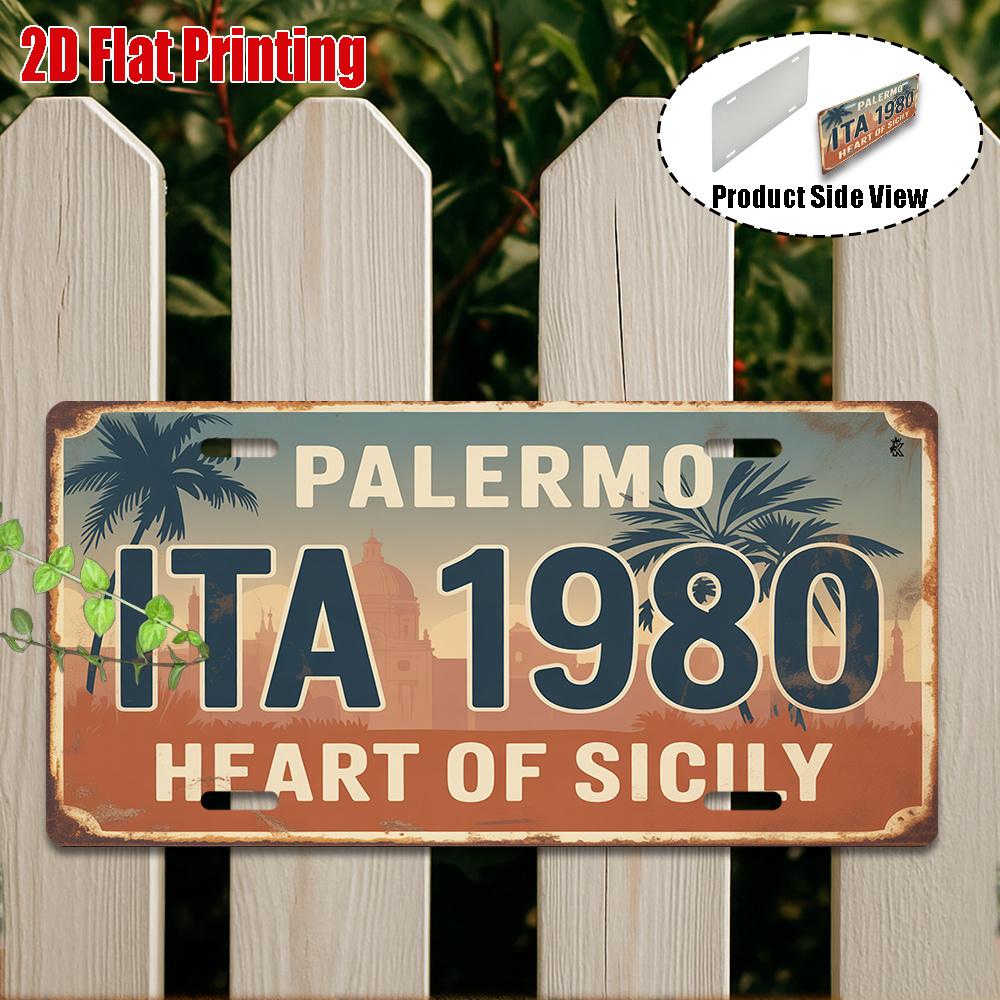 

pc Vintage Metal Sign Decorative Sign ( )Heart of Sicily Theme Aluminum SignMediterranean Style Decor Classical 15x30cm(5.9x7.8inch)