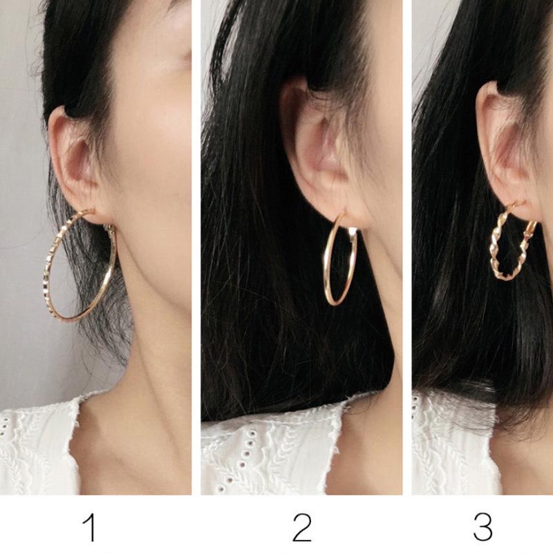 European and American Fashion Exaggerated Simple Large & Small Circle 5-Piece Earring Set