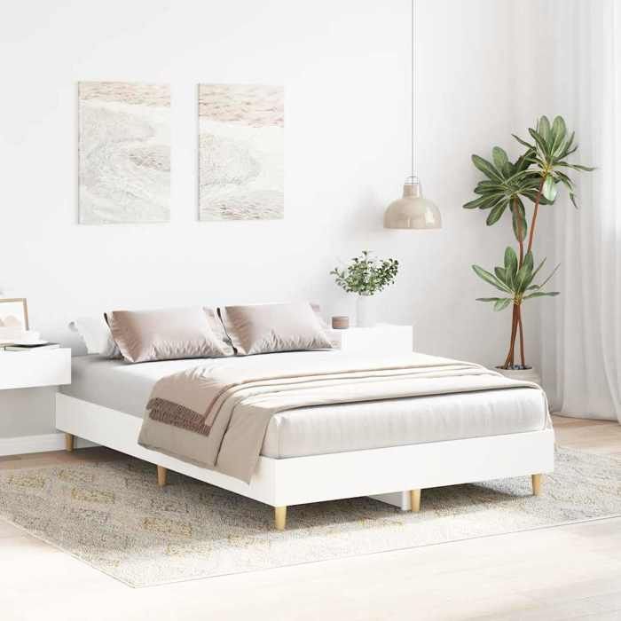 VidaXL Cadre de lit sans matelas blanc 120x200 cm bois ingénierie, meuble de chambre à coucher, sommier, lit double, lit, 861030