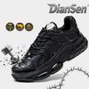 Men's Fashion Work Shoes New Black Daddy Shoes Steel Toe Shoes Anti-smash Anti-Puncture Sports Casual Shoes Safety Shoes