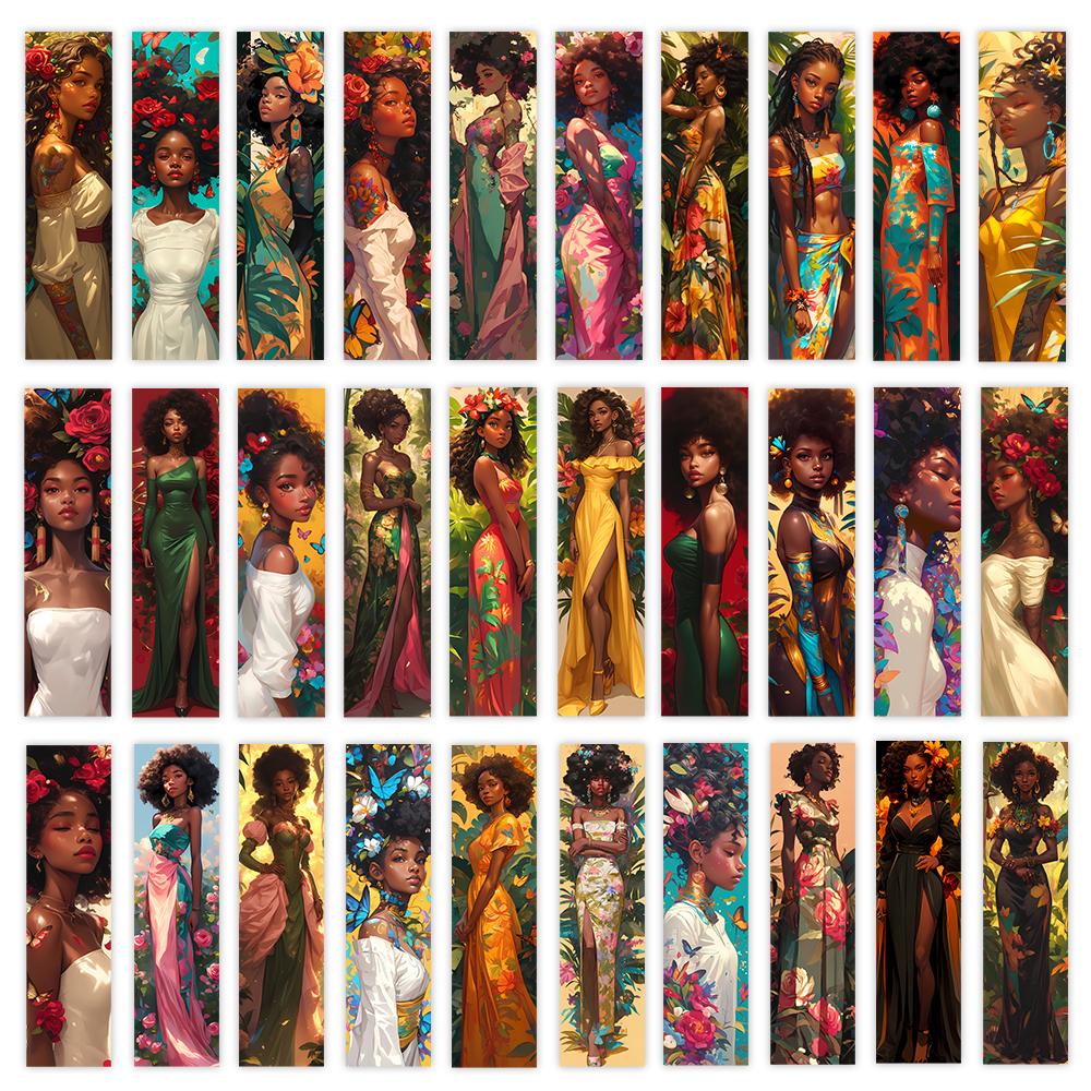 

32pcs, Black Women Floral Bookmark, Back to School Season, Christmas, Halloween, Suitable for Teachers, Readers, Birthday Gifts.