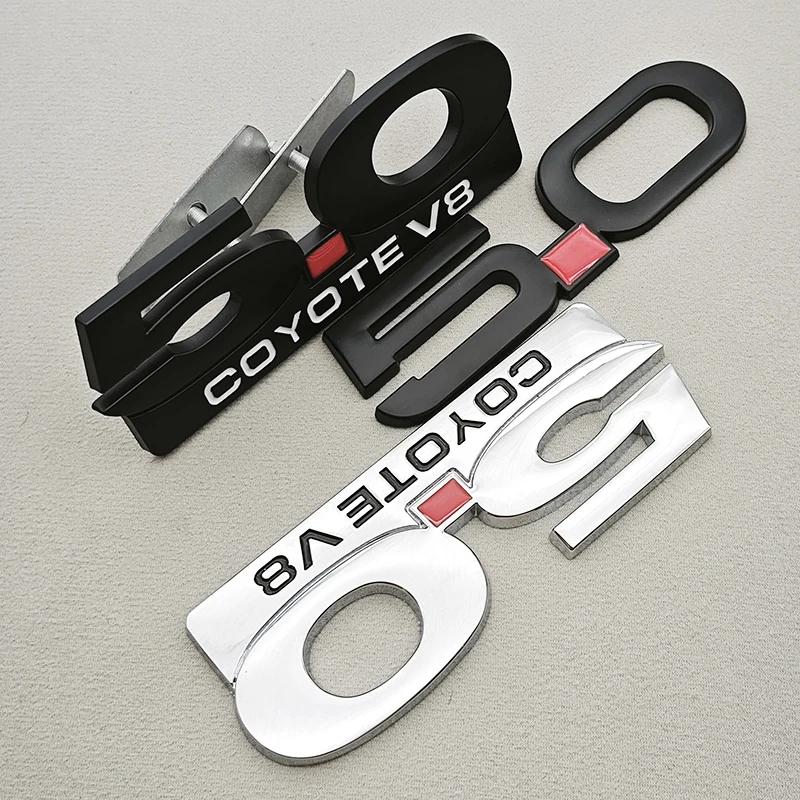 3D Metal Car Sticker 5.0 COYOTE V8 Logo Badge Rear Trunk Fender Side Emblem For Ford Mustang GT500 Cobra Focus Mondeo Accessorie