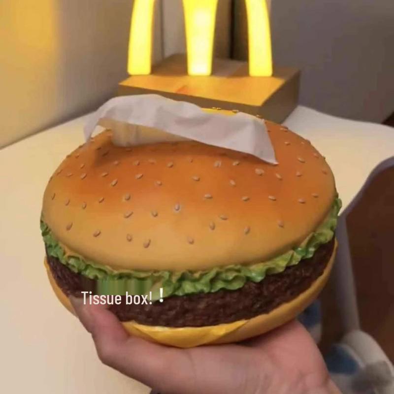 Hamburger Cartoon Tissue Box: Trendy American Retro Living Room Decor